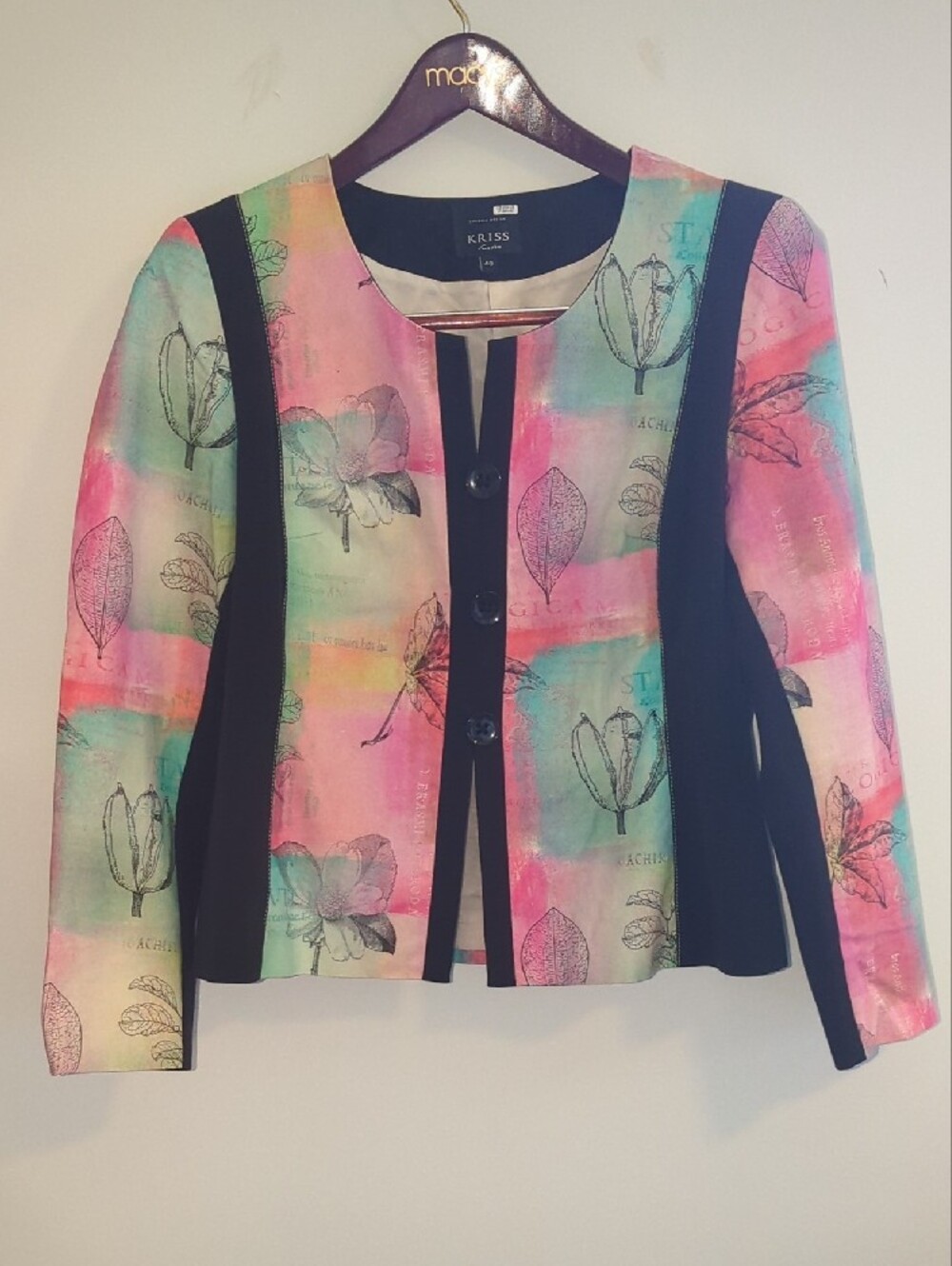 Multicolor Floral Print Womens Jacket - Pink/Green